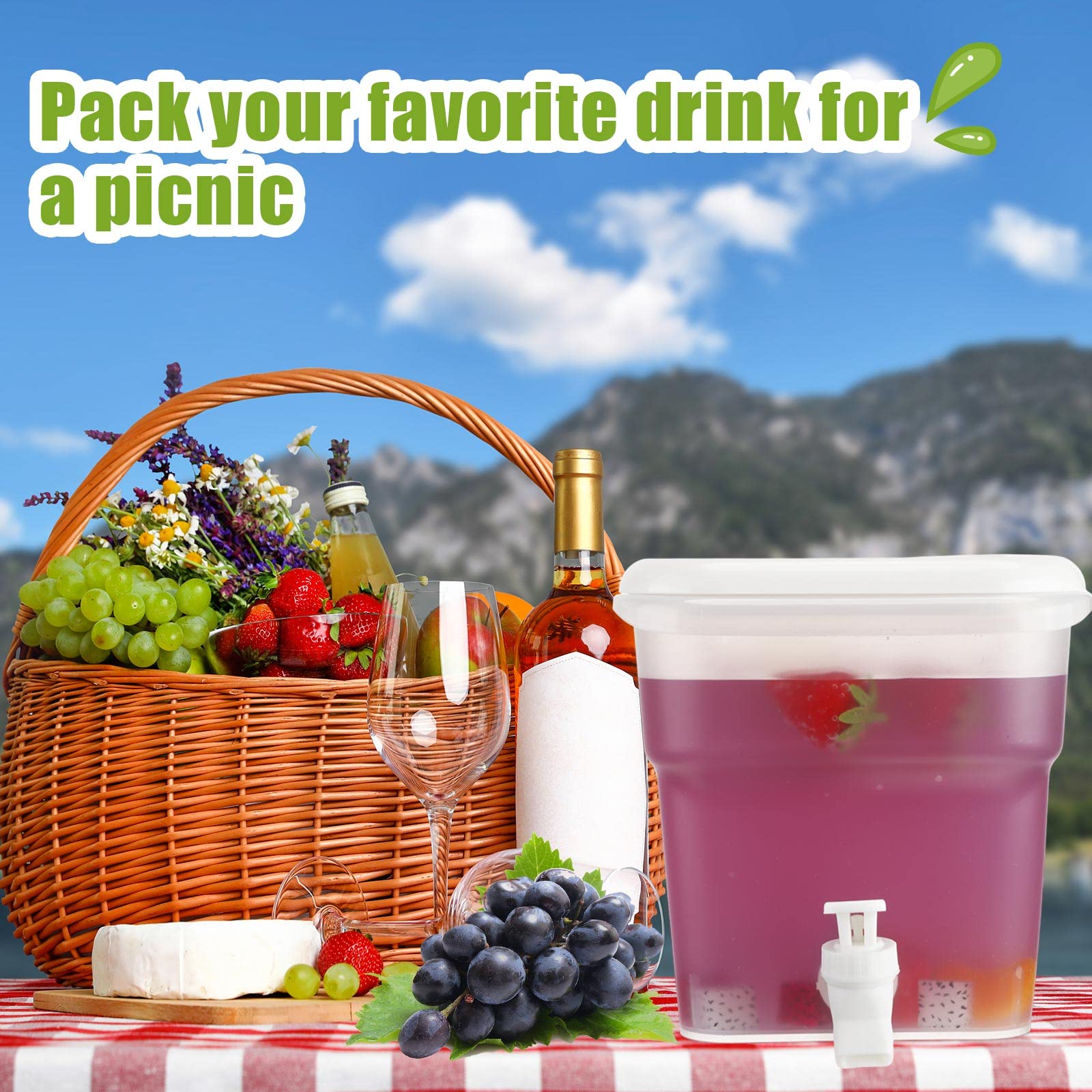 3 dispensadores de bebidas de plástico de 1.32 galones para fiestas, dispensador de bebidas con grifo para nevera, suministros de fiesta, contenedor de jugo de fruta de limonada helada para uso 5