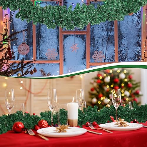 Miniatura 6 de Retrowavy 3 guirnaldas de Navidad de 9 pies a granel, guirnalda artificial de Navidad con 280 ramas, guirnalda de pino verde gruesa para escaleras,