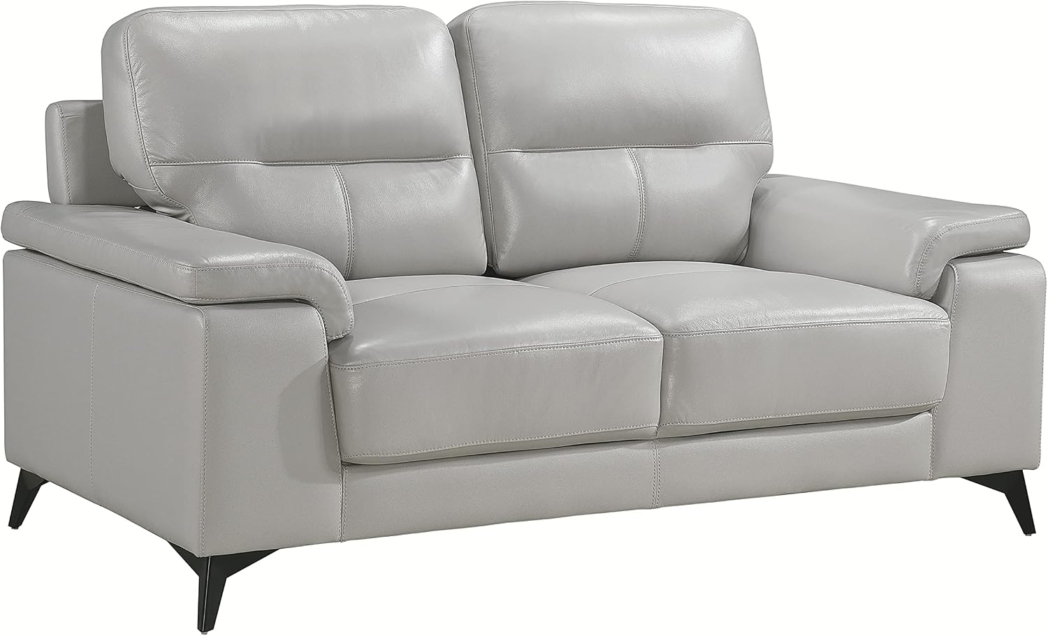 Lexicon Danica Top Grain Leather 2-Piece Living Room Sofa Set, Silver Gray