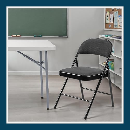 Miniatura 24 de OEF Furnishings OEF970 Series - Sillas plegables acolchadas de tela de alta calidad, asiento y respaldo acolchados cómodos para salas de Marrón