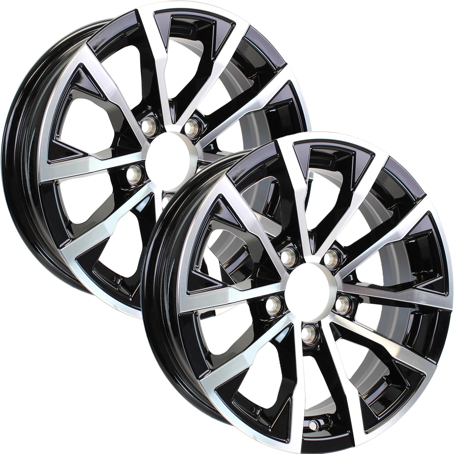 eCustomrim 2-Pack Aluminum Trailer Wheels 15X5 15 Inch 5 Lug 4.5 Center Edge Black Rim