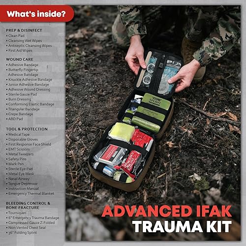 Miniatura 2 de Kit avanzado de primeros auxilios para trauma, equipo de campamento de emergencia con torniquete, vendaje de compresión, férula de 36 pulgadas,