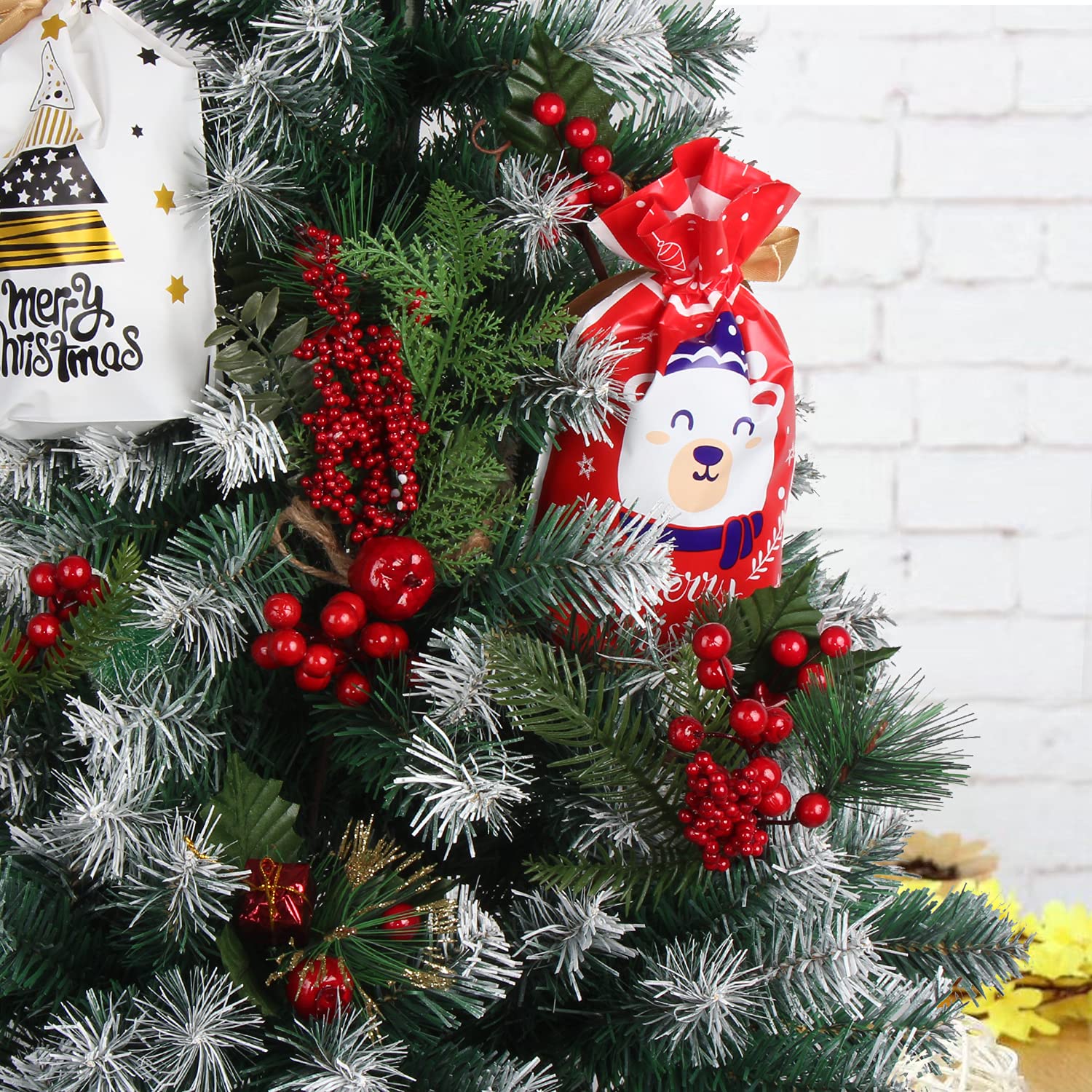 CCINEE Künstliche Stechpalmenstiele für Weihnachten, 16 Stück, Verschiedene Tannenbeeren, Zweige, künstliche Stechpalmenstiele für Weihnachtsbaumdekoration, Basteln, Girlandenkranz, Dekor