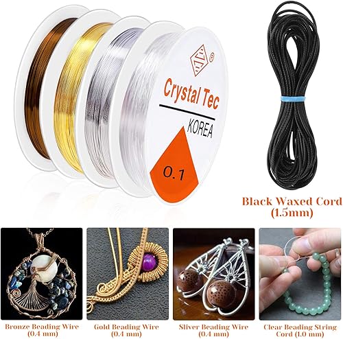 Miniatura 5 de PAXCOO Kit de suministros para la fabricación de joyas, kit de fabricación de joyas con herramientas de fabricación de joyas, alambres de joyería y