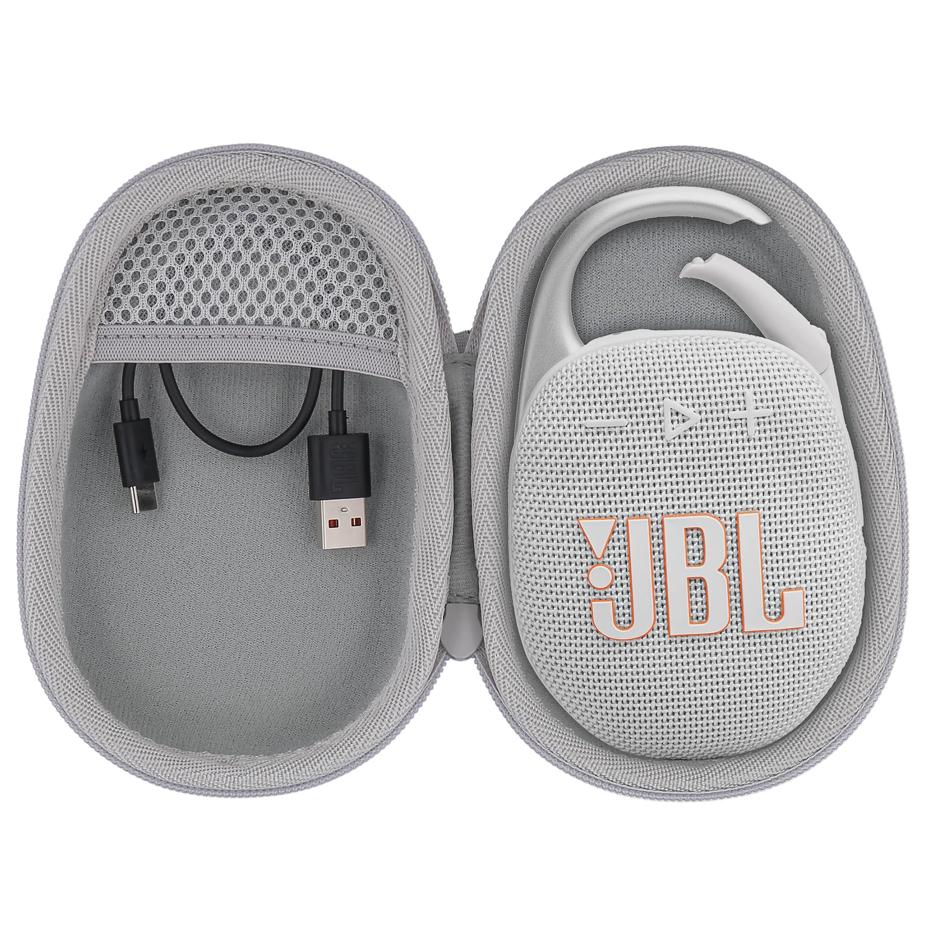 co2CREA Hard Carrying Case Replacement for JBL Clip 5 Waterproof Portable Mini Speaker (White Case)