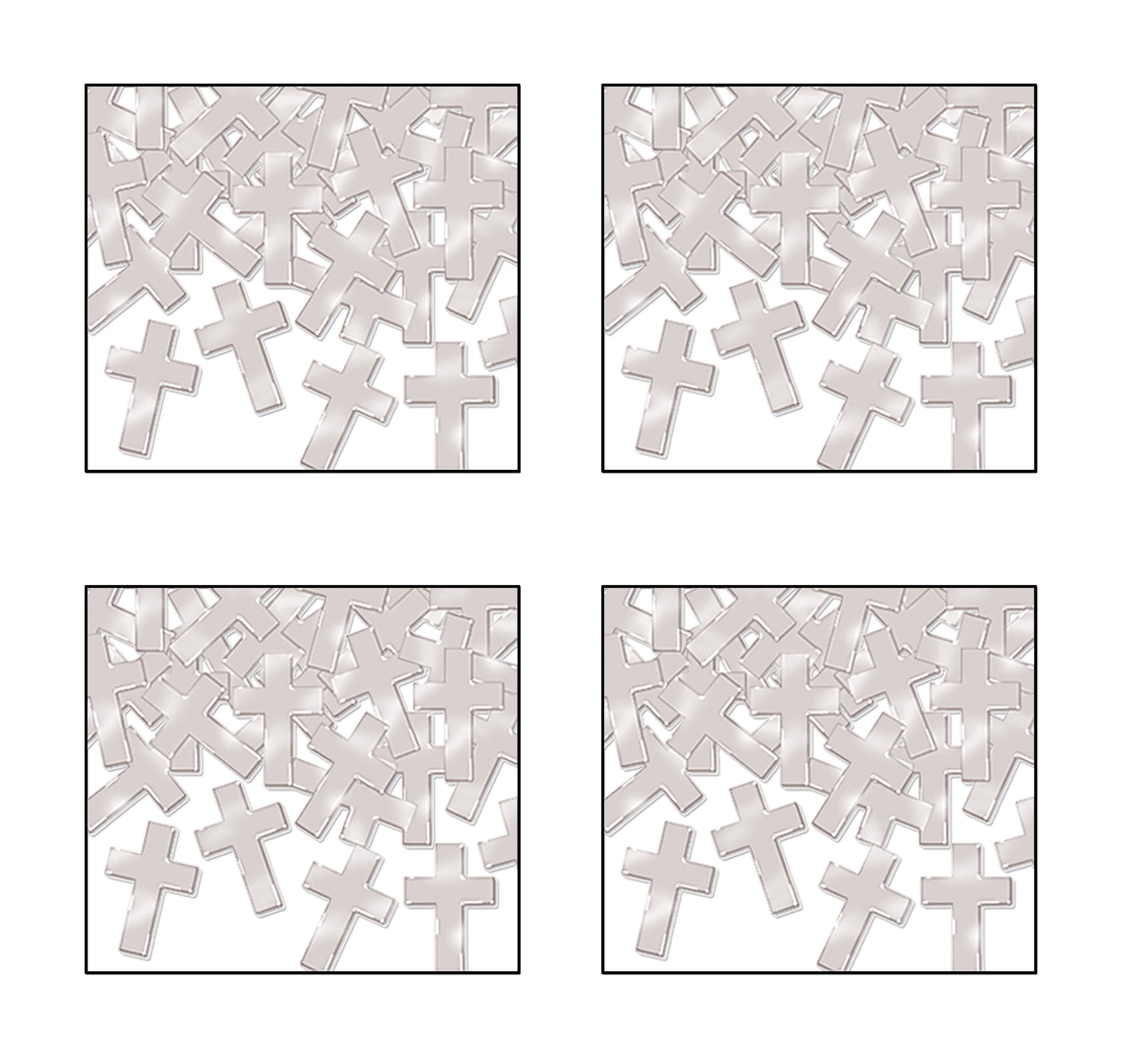 Beistle S50619SAZ4, 4 Packages Fanci Fetti Crosses, 1 Ounce Per Package, Total of 4 Ounces of Confetti (Silver)