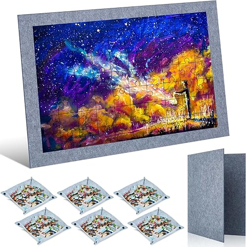 Tablero de rompecabezas de 2000 piezas de 45.7 x 30.7 pulgadas, alfombrillas plegables de fieltro con 6 bandejas portátiles de clasificación de