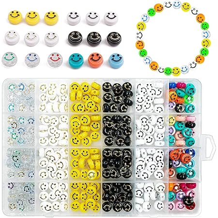 Amazon Co Jp Huazontom スマイル ビーズ ニコちゃん 300個 アクリルビーズ 手芸 ガラスビース アクセサリー パーツ Diy用 手作り素材 ハンドメイド キット キッズジュエリー おもちゃ 女の子 ペンダント ネックレス ブレスレット 指輪 リング 混合色 ホビー