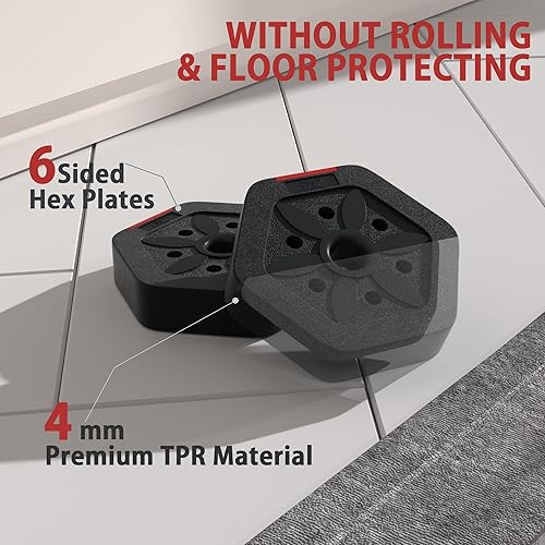 Miniatura 4 de VIVITORY Juego de mancuernas ajustables, pesas libres con conector, juego de mancuernas ajustables que no ruedan, mancuernas para gimnasio en casa,