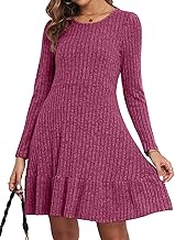Women's Knitted Dress Winter Autumn Dresses Long Sleeve Round Neck Pullover Dresses Elegant Curvy Casual Fashion Sweatshirt Sweater Dress Knee Length Dresses