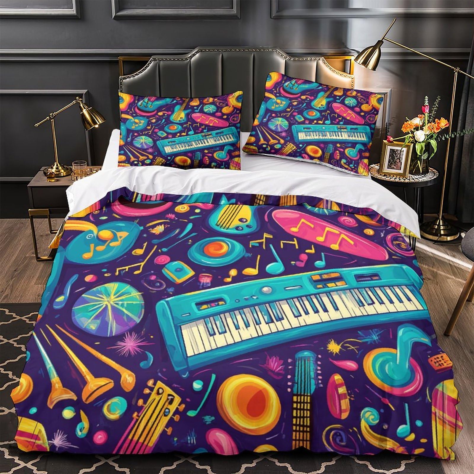 Housse de couette imprimé 3D en microfibre premium pour lit double
