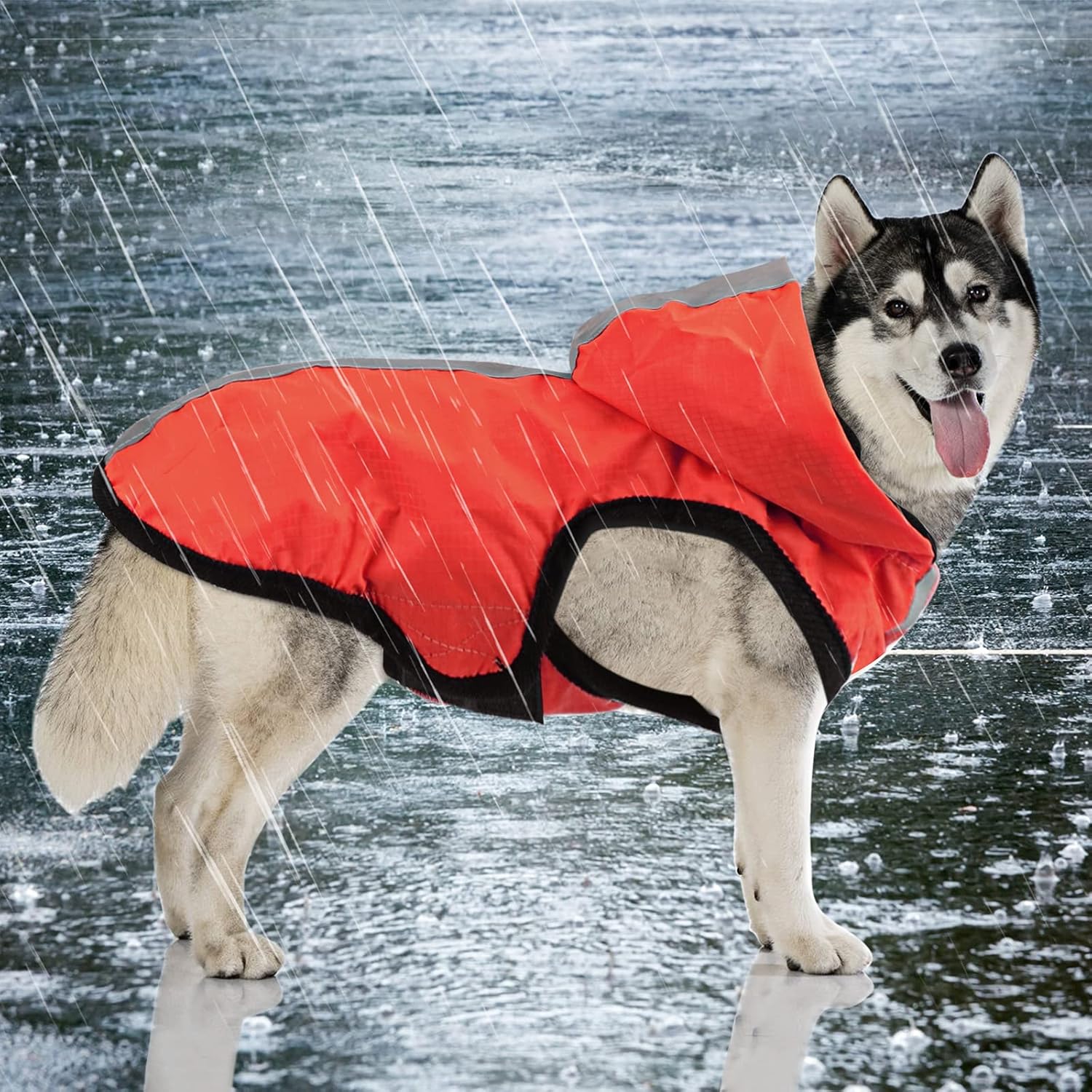 Idepet 2in1 Dog Waterproof Jacket Raincoat,Pet Lightweight Jumpsuit