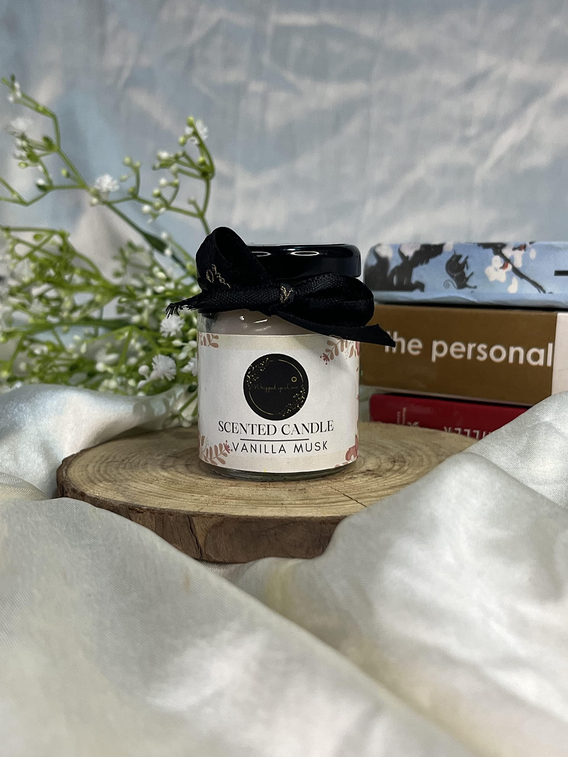 Wrapped up love Mini Scented Candles (Vanilla Musk), Luxury Soy Wax