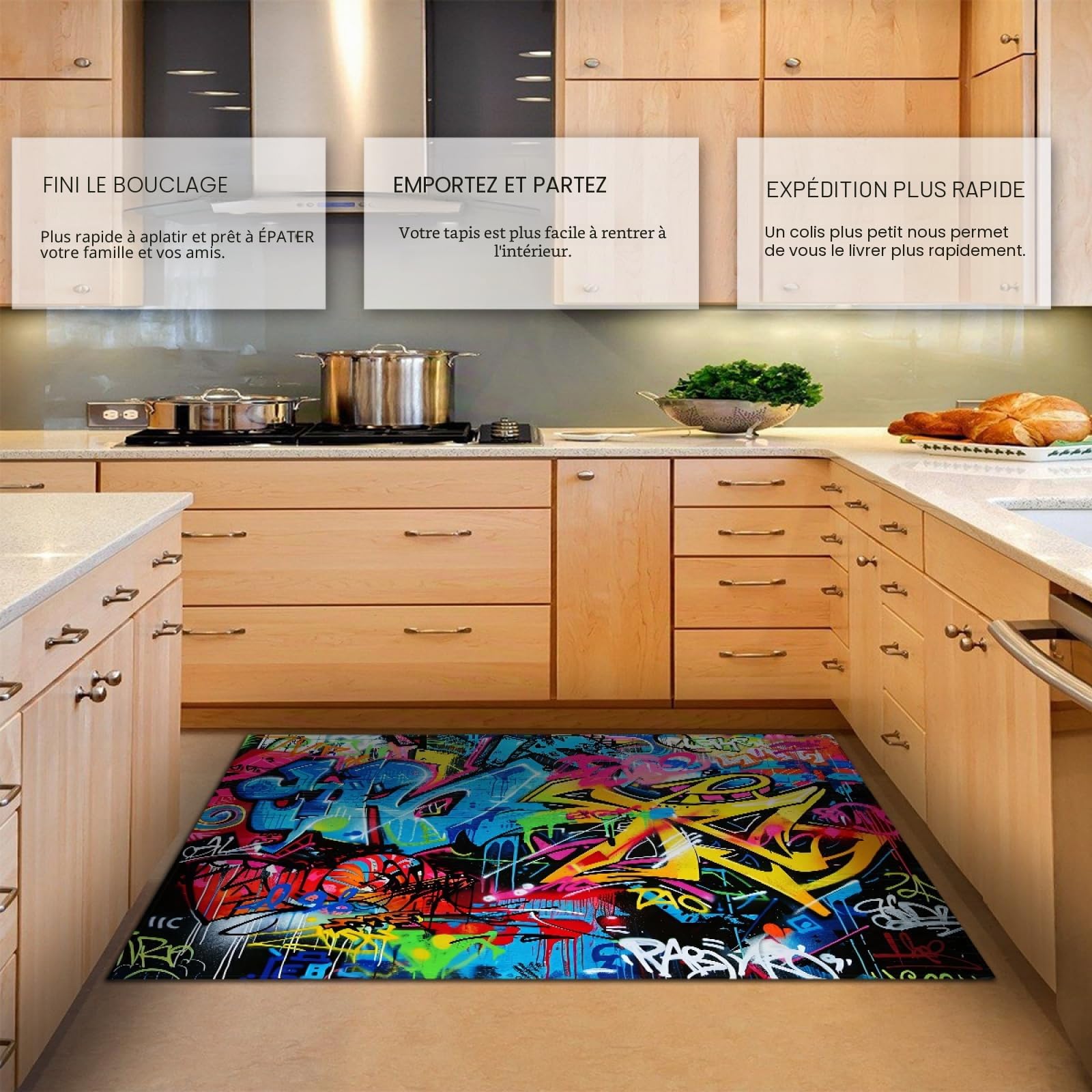 Couleur Graffiti Tapis Street Art Pop Culture Tapis pour Salon Chambre à Coucher Tapis de Sol Lavable en Machine Tapis en Peluche Doux 150x210cm