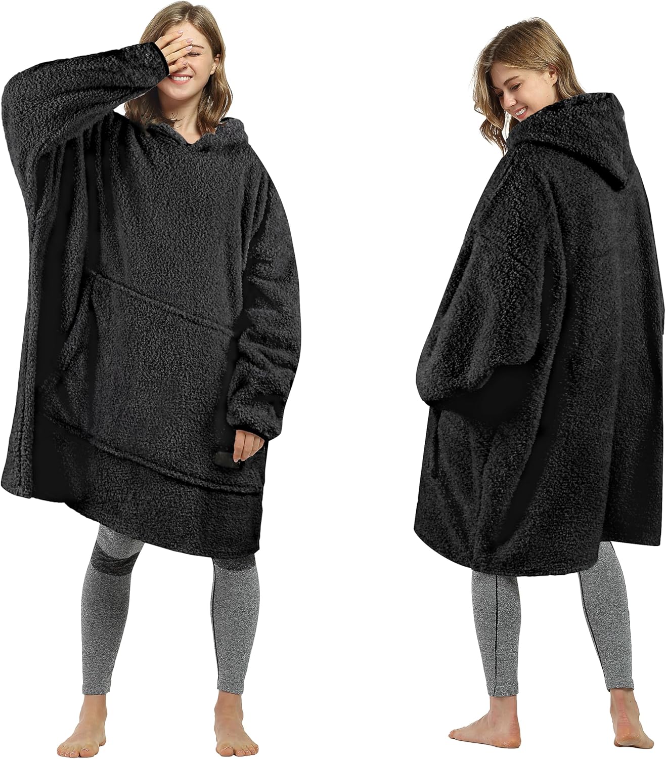 Catalonia Classy Wearable Oversized Hoodie Blanket, Snuggle Sherpa