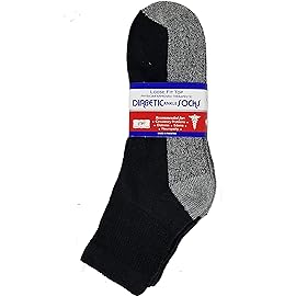 Debra Weitzner 6 Pairs Diabetic Ankle Socks Reinforced Heel and Toe Non-Binding Cushion Socks for Men and Women Black/Black Sole 9-11