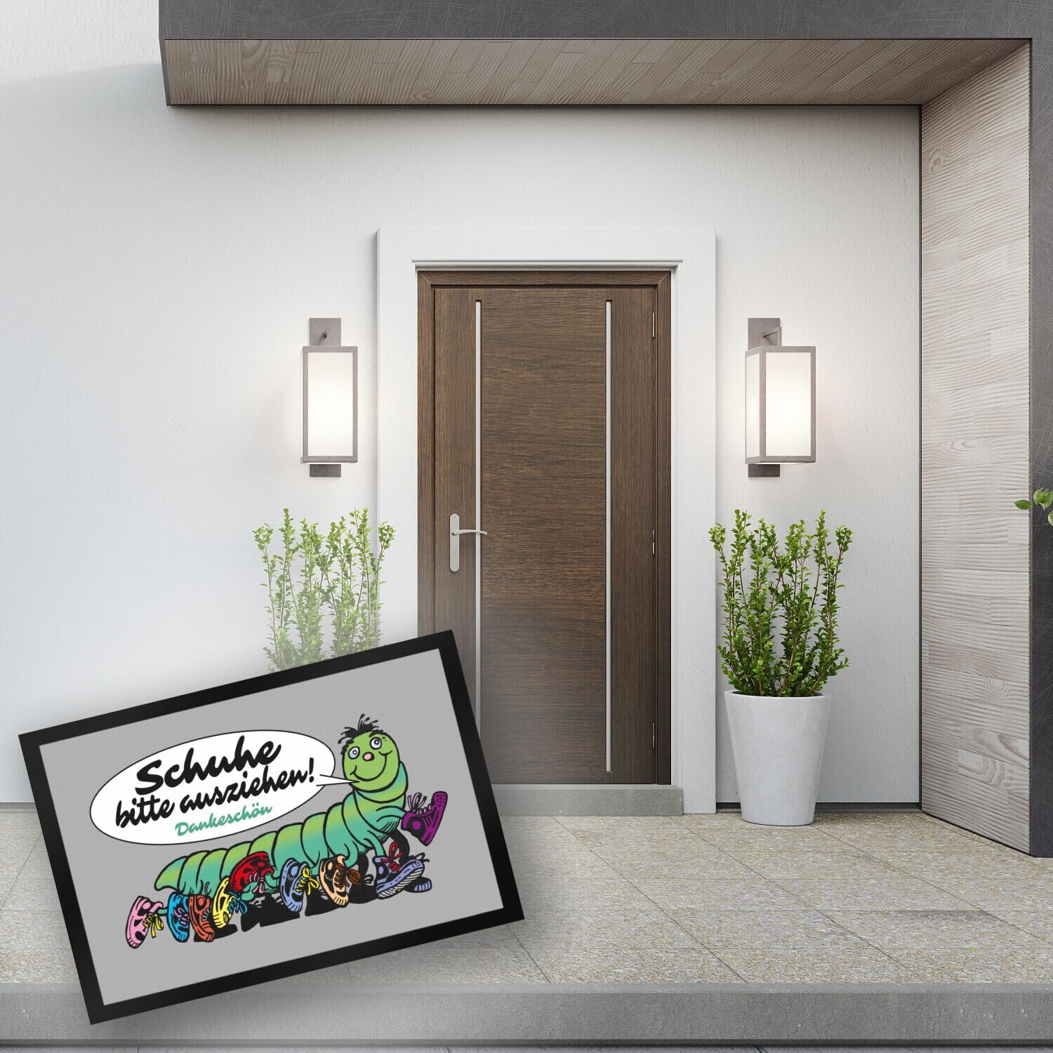 speecheese Tausendfüßler Fußmatte XXL in 50x75 cm mit Spruch Schuhe Bitte ausziehen - Dankeschön Perfekt für Haustüre und Hauseingang Turnschuhe Sneaker und High Heels ausziehen