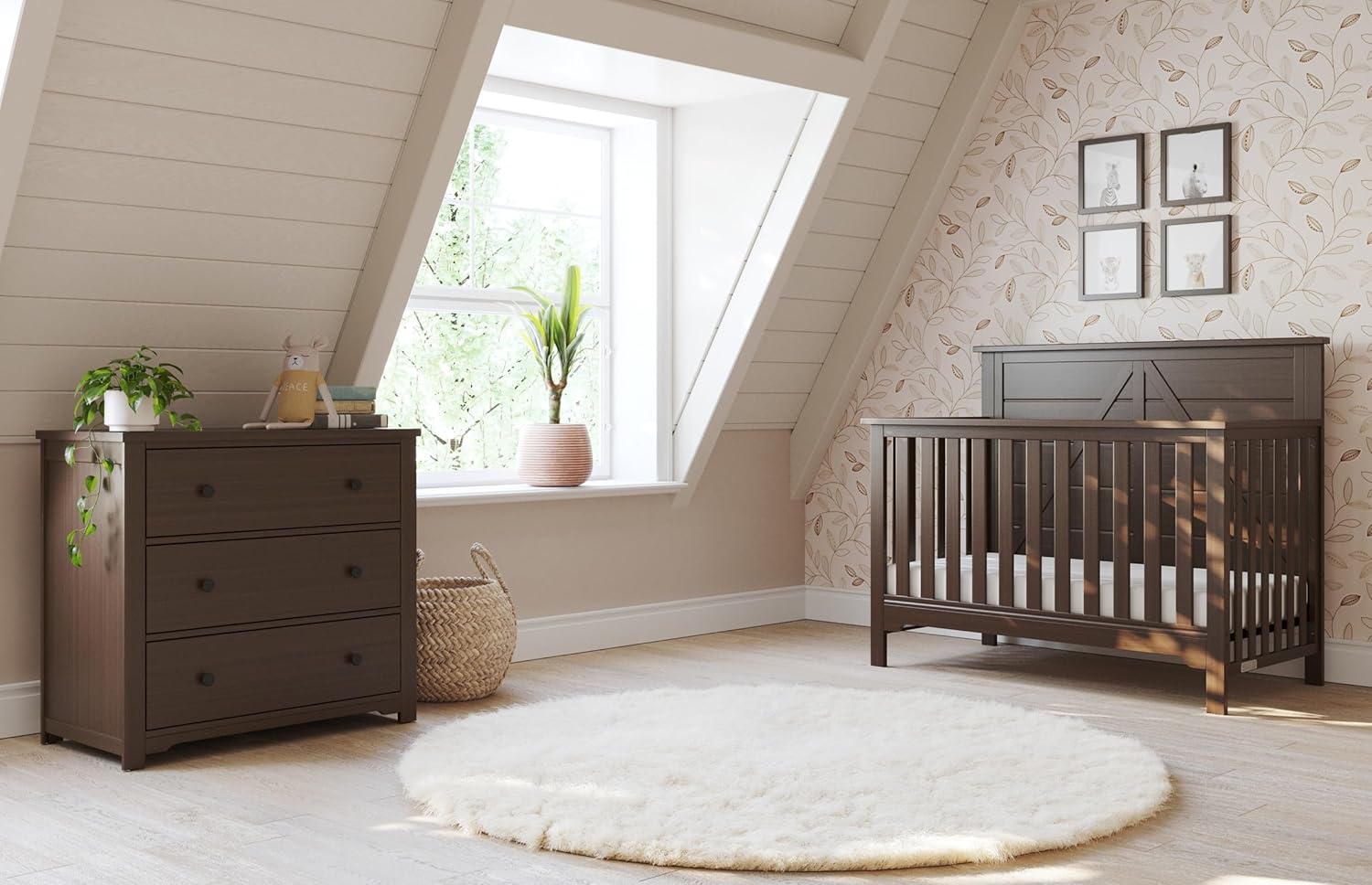 Child Craft Harmony 3 Drawer Dresser with Removable Changing Table Topper for Nursery or Bedroom, (Brushed Truffle)