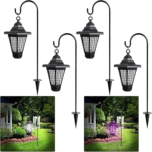 Paquete de 4 exterminadores solares de insectos al aire libre, impermeable, repelente de mosquitos, trampa repelente de mosquitos para exteriores,