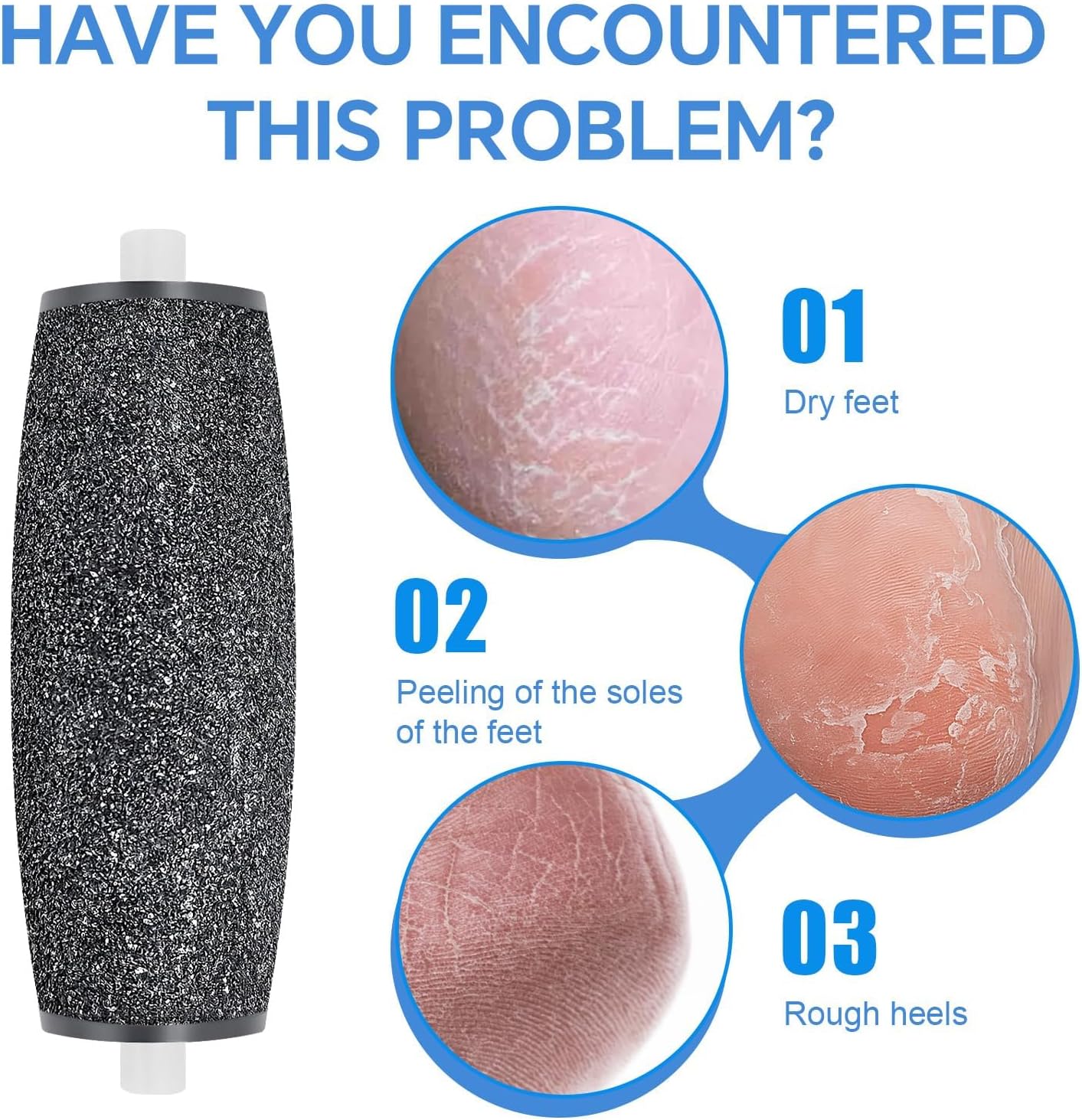 8 Pack Replacement Roller Heads Refills Compatible with Scholl Callus Remover Electronic Foot File, Extra Coarse Refill, Hard Skin Removal for Feet for Women and Men, Black - Image 3