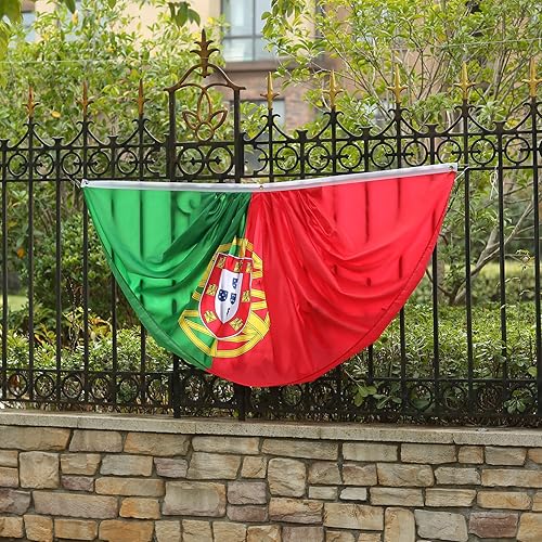Miniatura 5 de Bandera de abanico plisada portuguesa portuguesa de 3 x 6 pies, 2 banderas de abanico plisadas portuguesas para interiores/exteriores/delanteros,