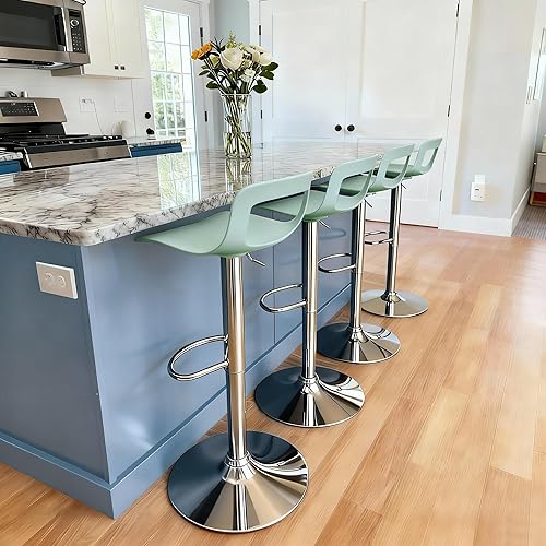 Miniatura 13 de LSSPAID Juego de 2 taburetes de bar, taburetes de bar ajustables de altura de mostrador, sillas de bar de metal para isla de cocina, color negro