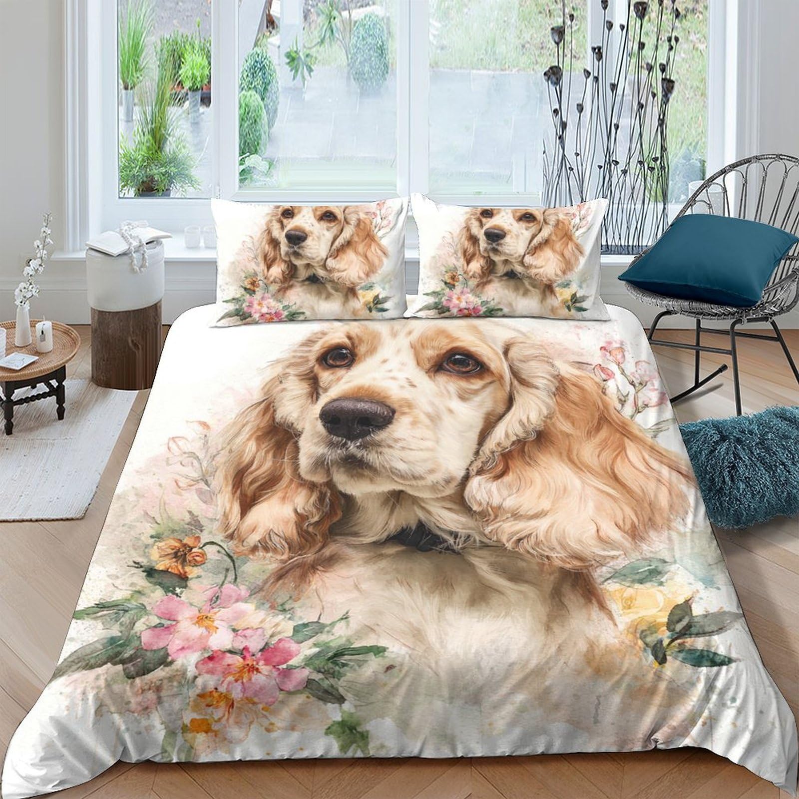 Ctjqhvkz Style-6 3D Printed Golden Retriever Fitted Sheet Microfiber Dog Floral Bed Cover For Bedroom Guest Room Washable Decor Single（135X200cm）