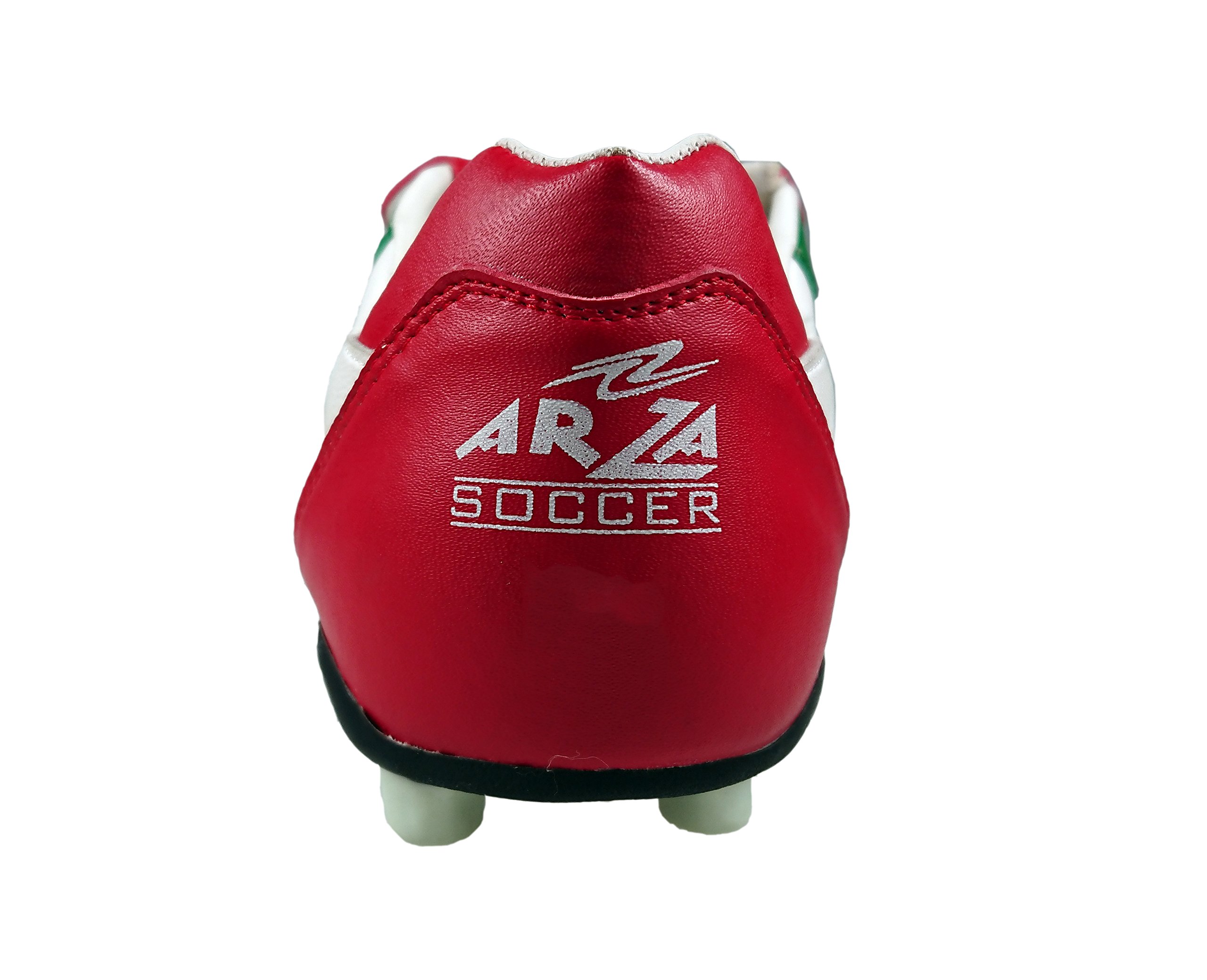 ARZA Soccer Cleats Tricolor Adult Red/White/Green Leather Firm Ground (10.5, Style-2)