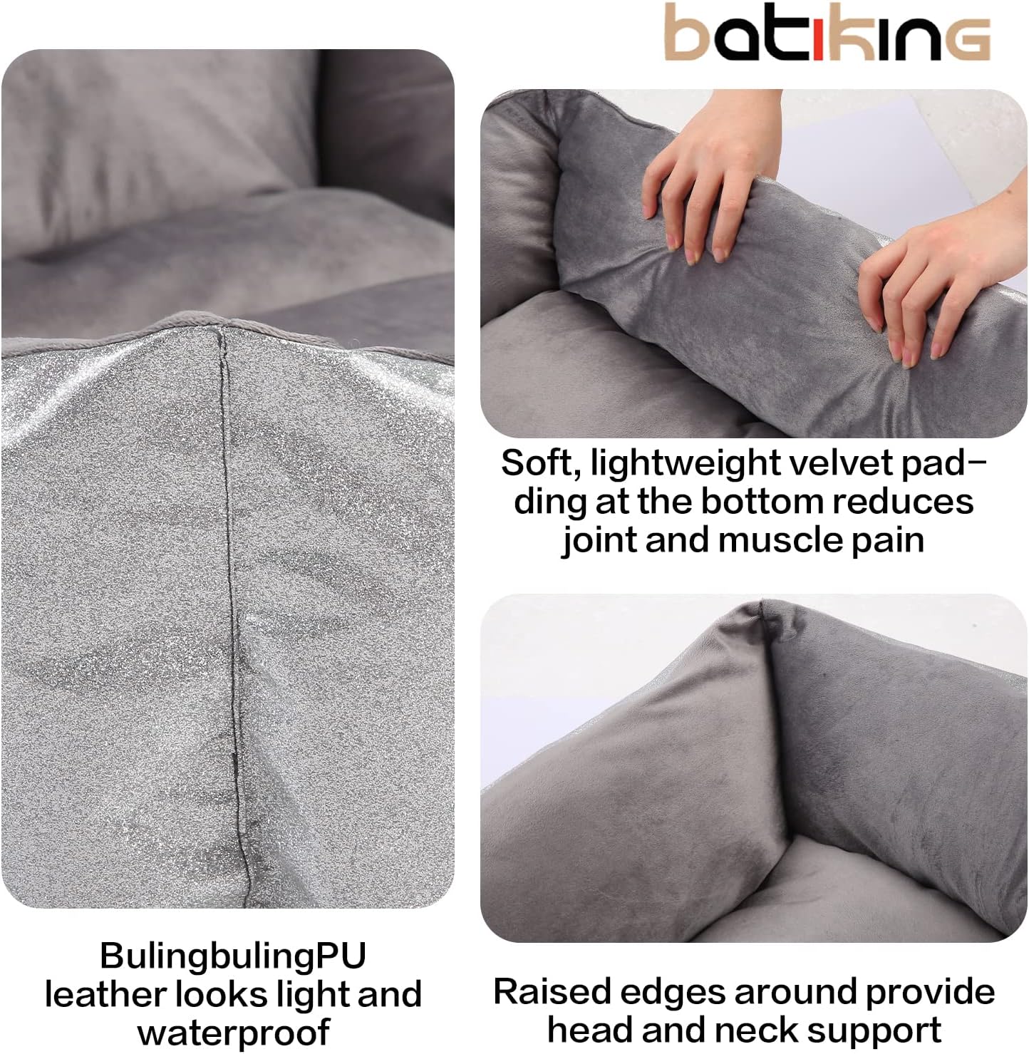 review Dog Beds, Rectangle Washable Dog Bed Comfortable and Breathable Pet Sofa, Blin Waterproof PU Leather Soft Puppy Bed for Medium Small Dogs Cat Bed Pet Bed (Grizzly)