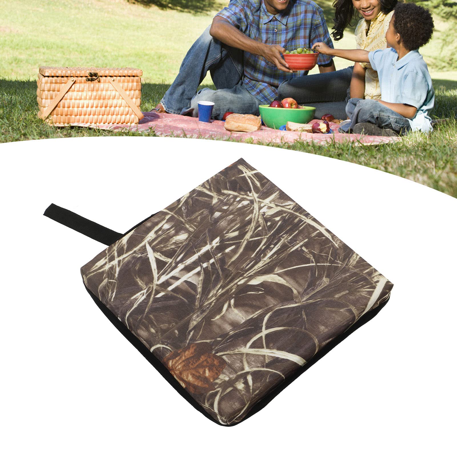 Natudeco Outdoor Seat Cushion Waterproof Square Cushion Mat Single Layer Camping Seat Pad Foam Filling Cushion with Lanyard for Hunting Fishing Picnic Stadium
