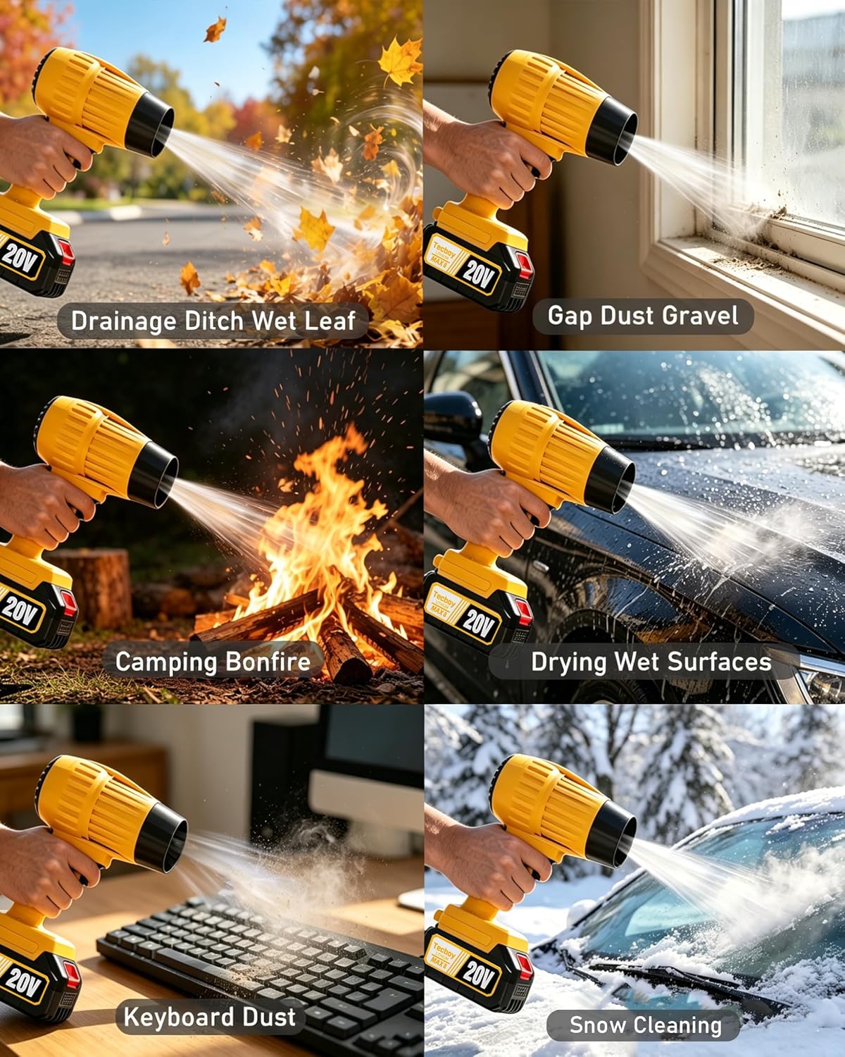 Handheld Leaf Blower Cordless Electric Small RechargeableTurbo Jet Blower With 2X4.0Ah Battery Powered Portable Compact Mini Blowers For Patio Lawn Care, Leaves, Dust Gravel, Driveway Car Yard(Yellow)