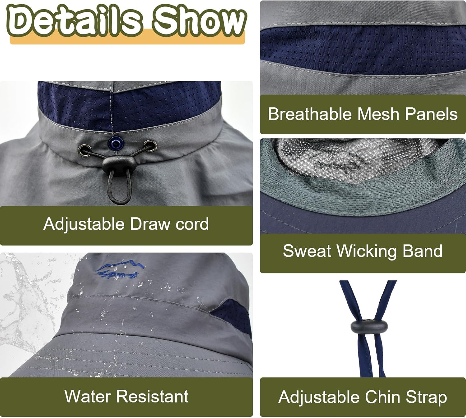 Kids Sun Hat UPF50+ Sun Protection Boys Bucket Hat Summer Girls Beach Hats with Neck Flap Adjustable Fishing Safari Hat - Image 3