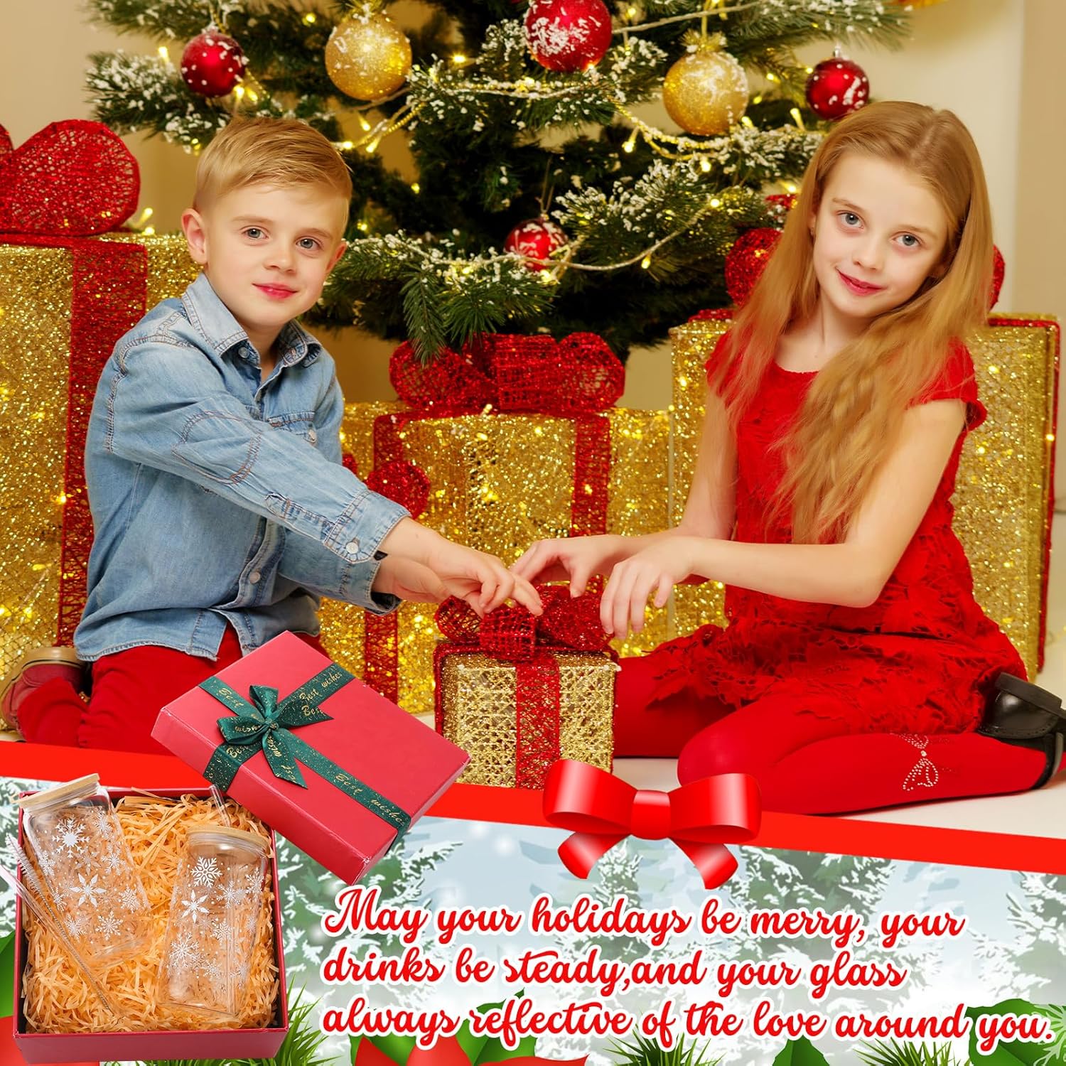 Sliner 2 Pcs Snowflake Glass Cups Christmas Winter Tumbler with Lid Straw Drinking Glasses 16 oz Iced Coffee Cup with Cleaning Brush Beer Can Tumbler Cute Holiday Gifts for Home Office Decorations - Image 6