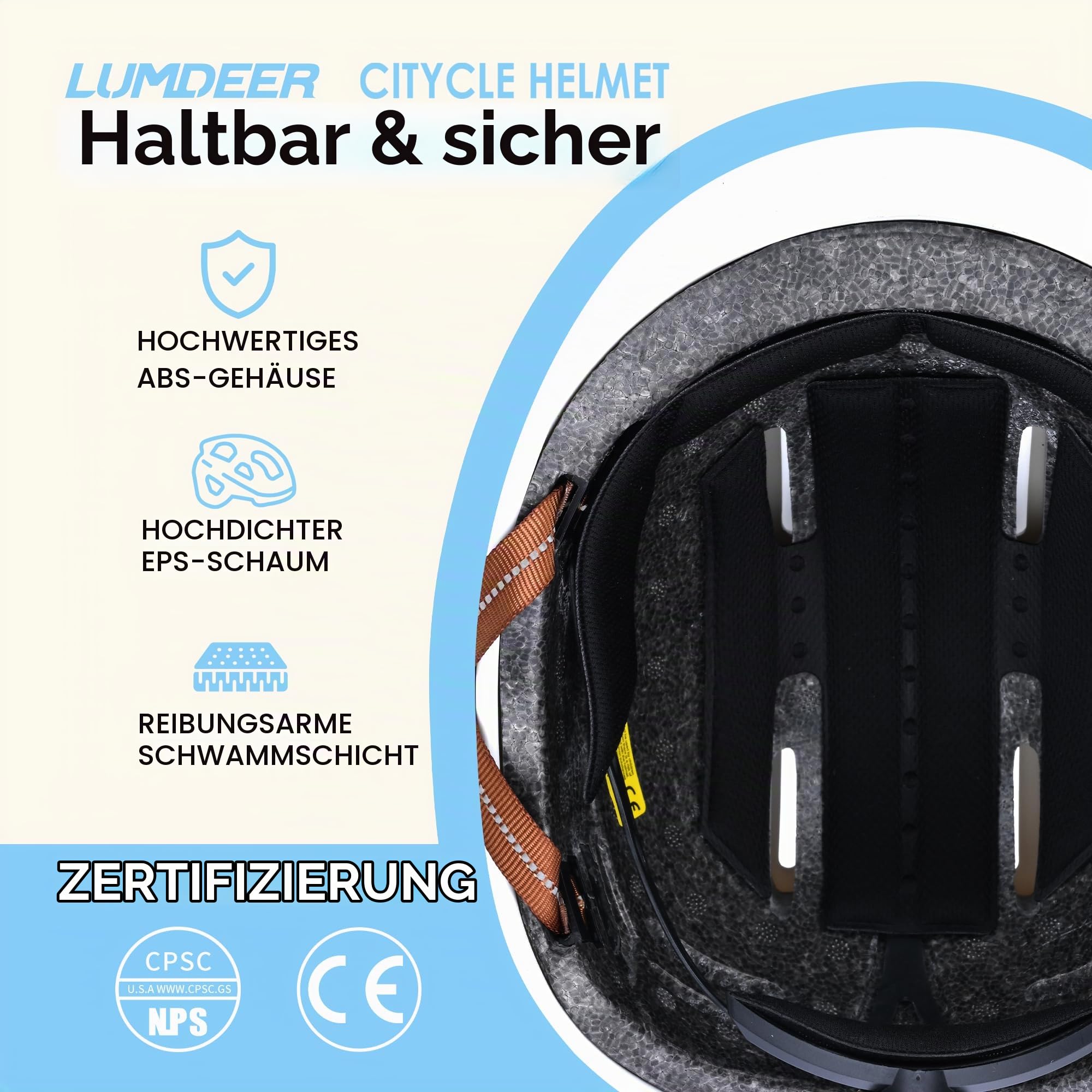 LUMDEER Stylischer Fahrradhelm Damen Herren Cityhelm Stadthelm zum Pendeln