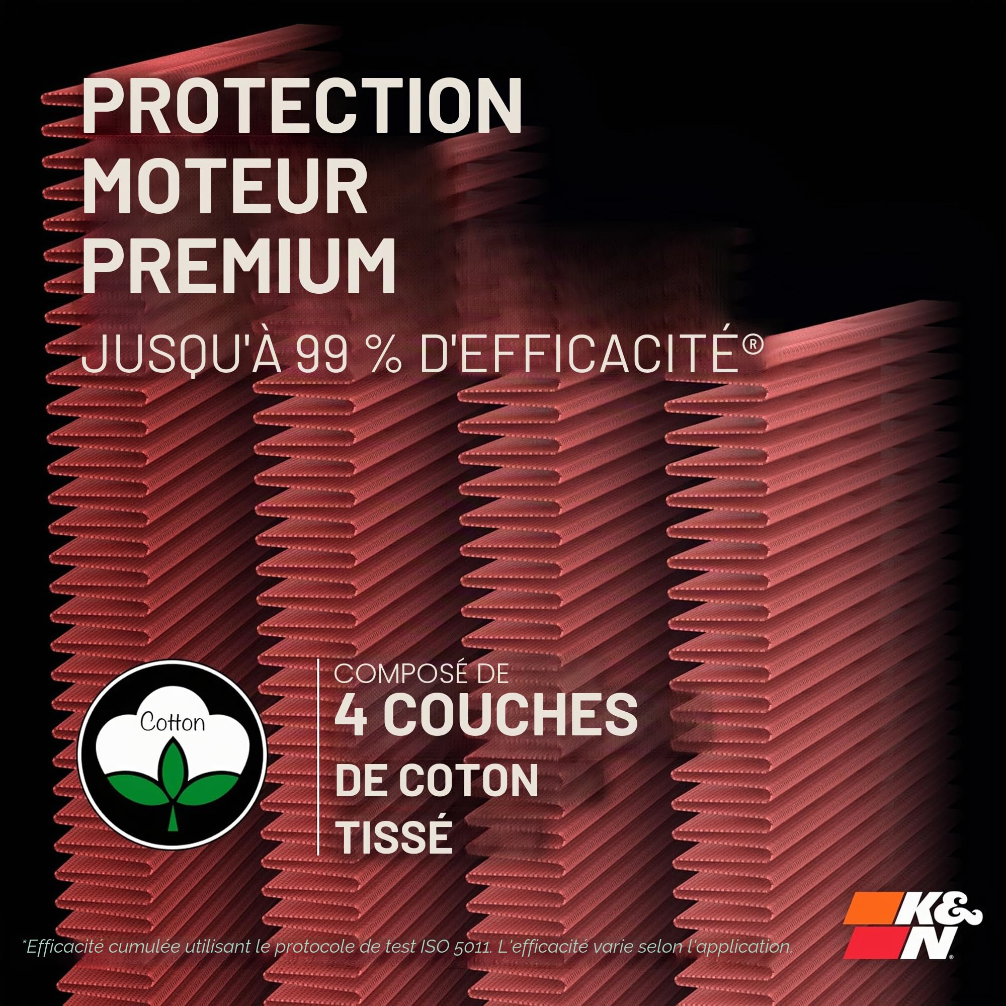 K&N 33-5029 Filtre à Air du Moteur: Haute Performance, Premium, Lavable, Filtre de Remplacement, Plus de Pouvoir, 2015-2019 Mustang