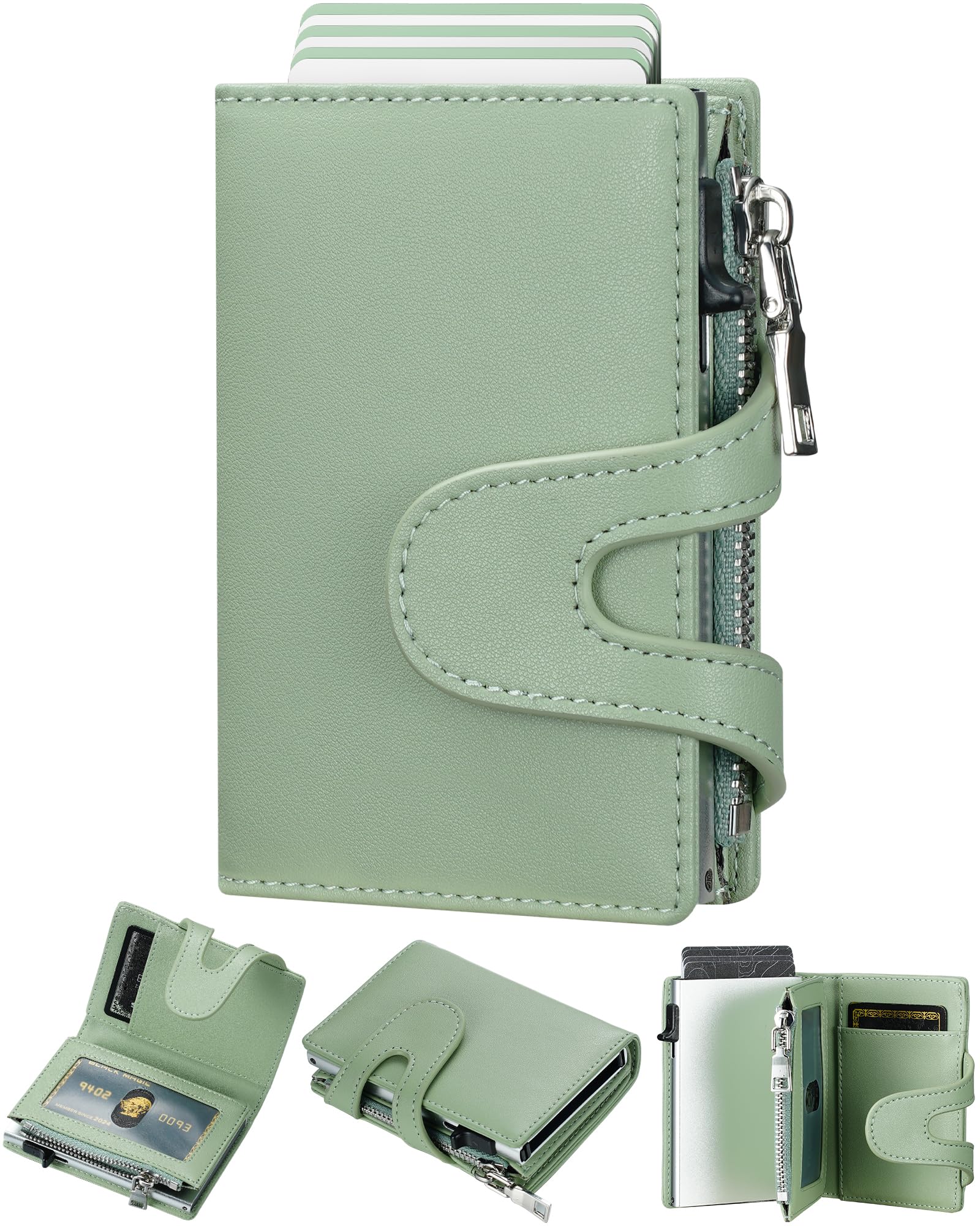 furid Small Card Wallet Women: Rfid Leather Smart Pop Up Wallets - Ladies Mini Cute Card Holder Slim with with Zipper Coin Pocket - Gifts for Her