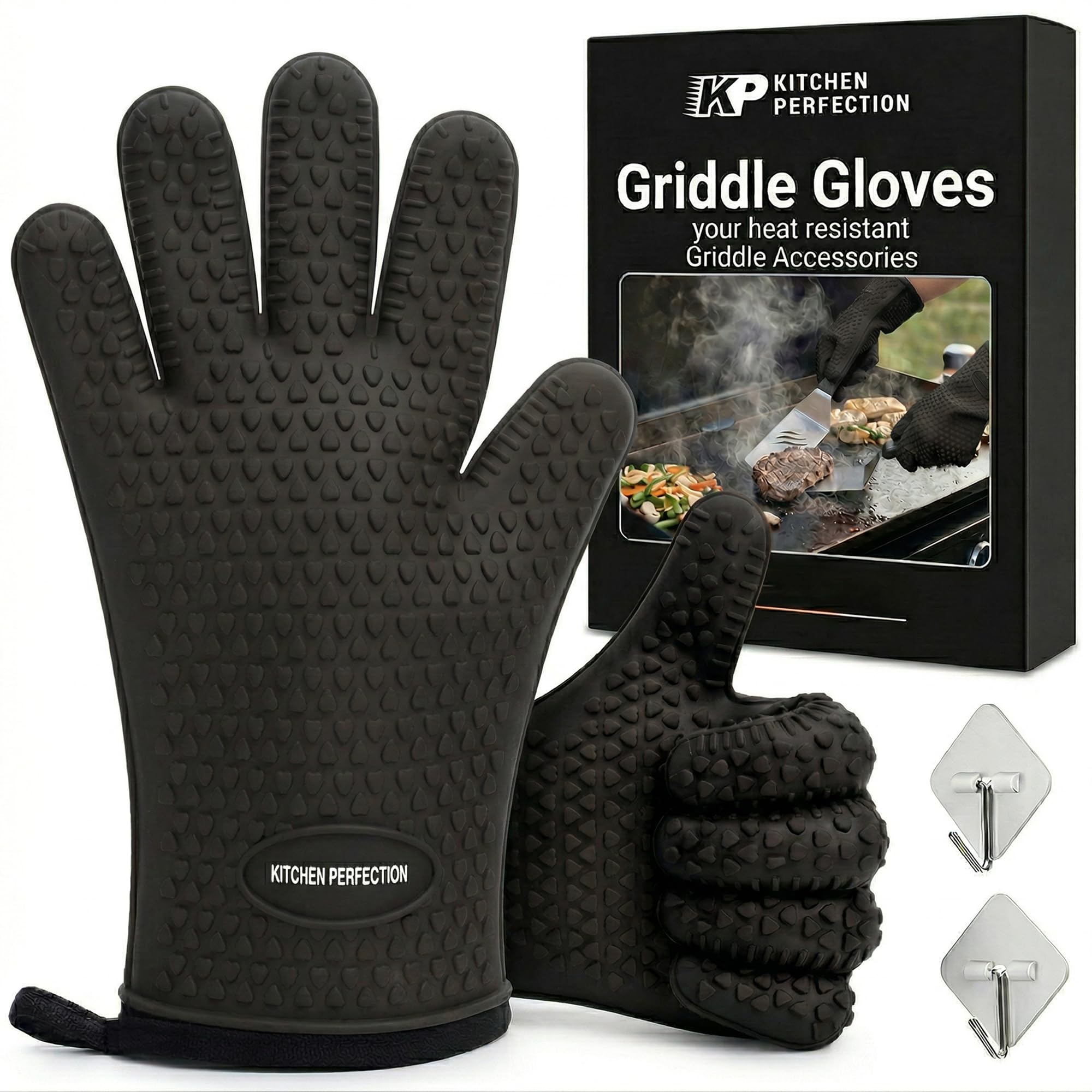 KITCHEN PERFECTION XL Silicone Griddle Gloves - Heat Resistant Oven Mitts