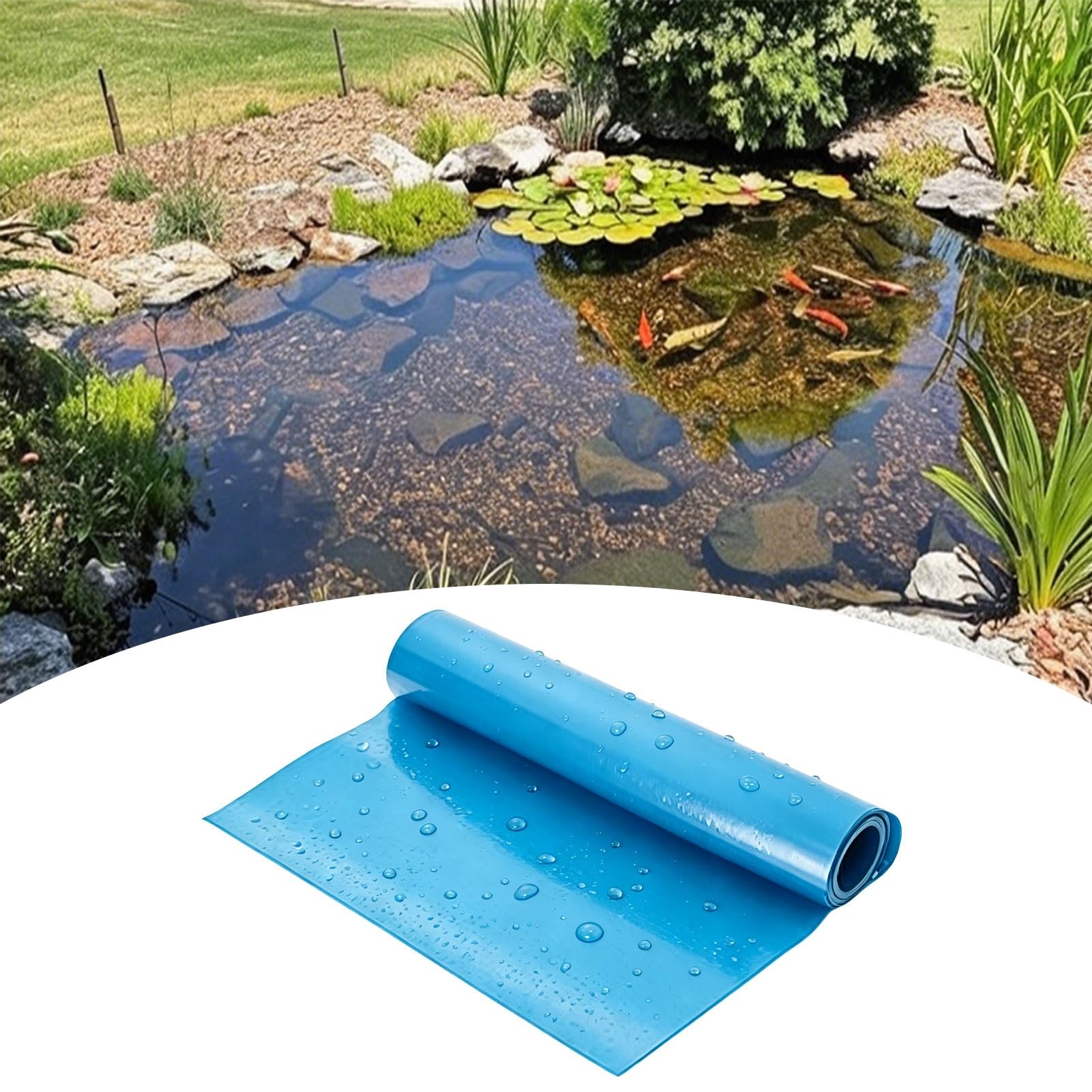 Luyckfrazy 5×8m,6×12m,8×10m,10×15m,Revestimiento Flexible para estanques de 0,16 mm de Espesor Láminas de Polietileno de Alta Densidad Membrana Impermeable Duradera para paisajes de Jardines(5x12m)