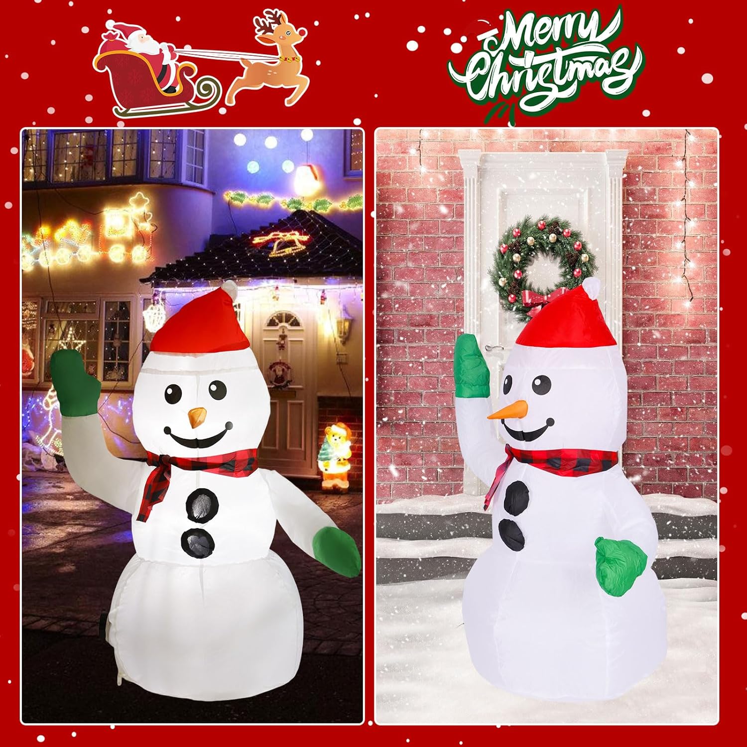 3FT Christmas Inflatable Outdoor Decorations Snowman with Red Hat, Blow up Yard Decorations with Built-in LED Lights for Xmas Party Outside, Yard, Garden, Lawn Decor - Image 7