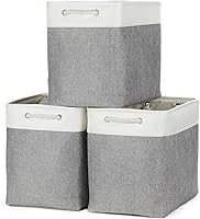 Vista 32 de Bidtakay Cestas de almacenamiento de tela con asas [paquete de 2] organizador de lona grande de 16 x 11.8 x 11.8 pulgadas, canastas altas plegables