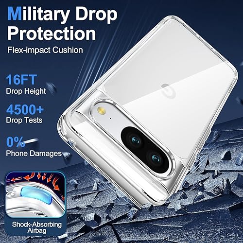 Miniatura 6 de ANTSHARE Funda transparente para Google Pixel 8, Pixel 8 con protección contra caídas de grado militar de 16 pies, no amarillea, funda delgada para