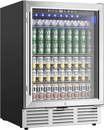 EUHOMY Refrigerador de bebidas de 24 pulgadas, enfriador de bebidas integrado o independiente para 180 latas, refrigerador de cerveza debajo del