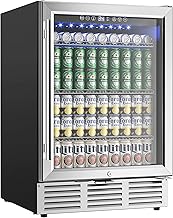 EUHOMY 24 Inch Beverage Refrigerator, 180 Can Built-in Beverage Cooler, Under Counter Beer Fridge with Glass Door for Soda, Water, Wine - For Kitchen, Bar or Office