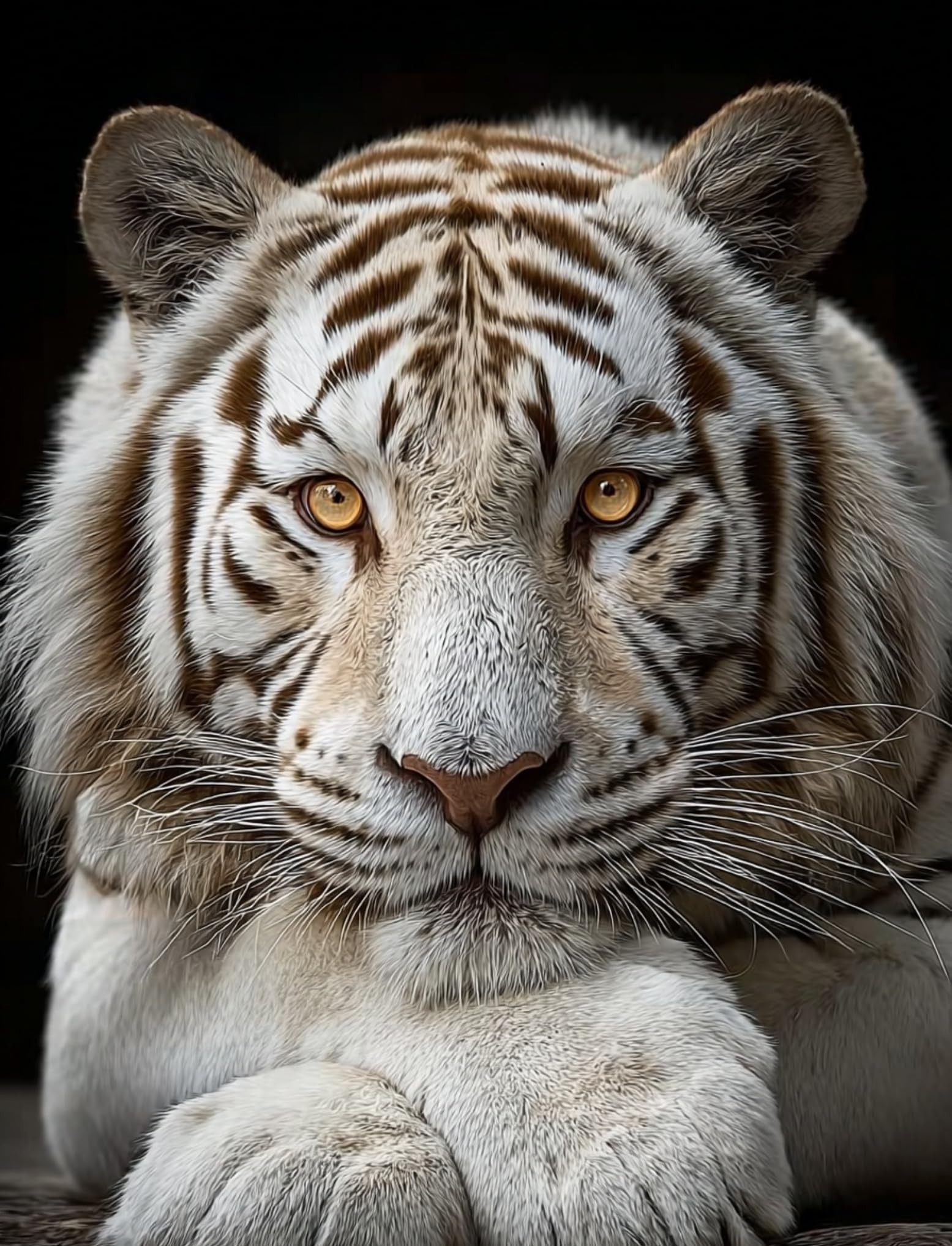 WANGWANGMIAO Paint by Numbers for Adults -White Tiger-Painting by Numbers for Kids,Oil Number Painting Kits for Home Wall Decor，20x16inch，with Frame