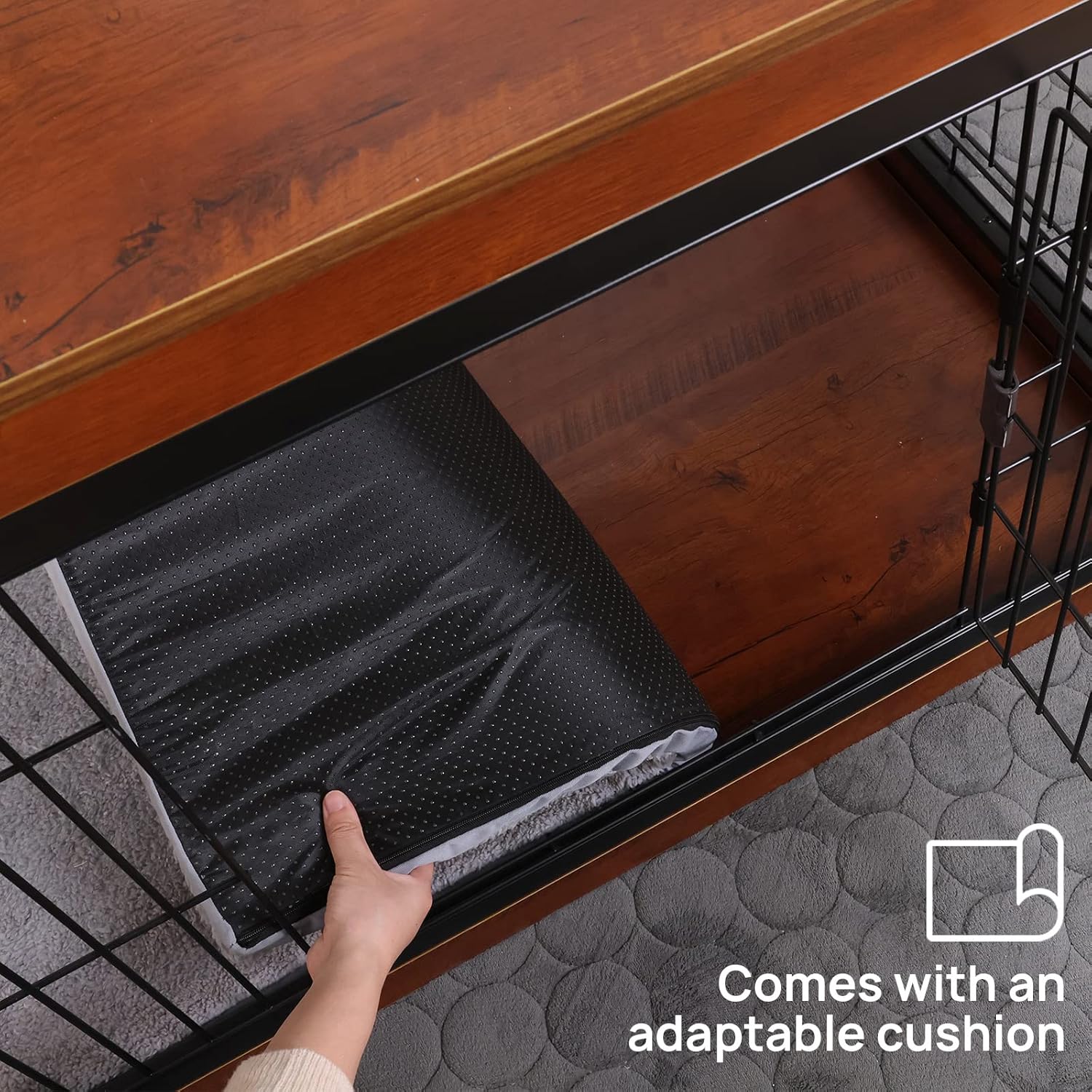 37.8 x 23.6 x 27.1 Inches Dog Crate Furniture Style for Small Medium Pets, Wooden Dog cage, Heavy Duty, Indoor Dog kennels with Three-Way Doors