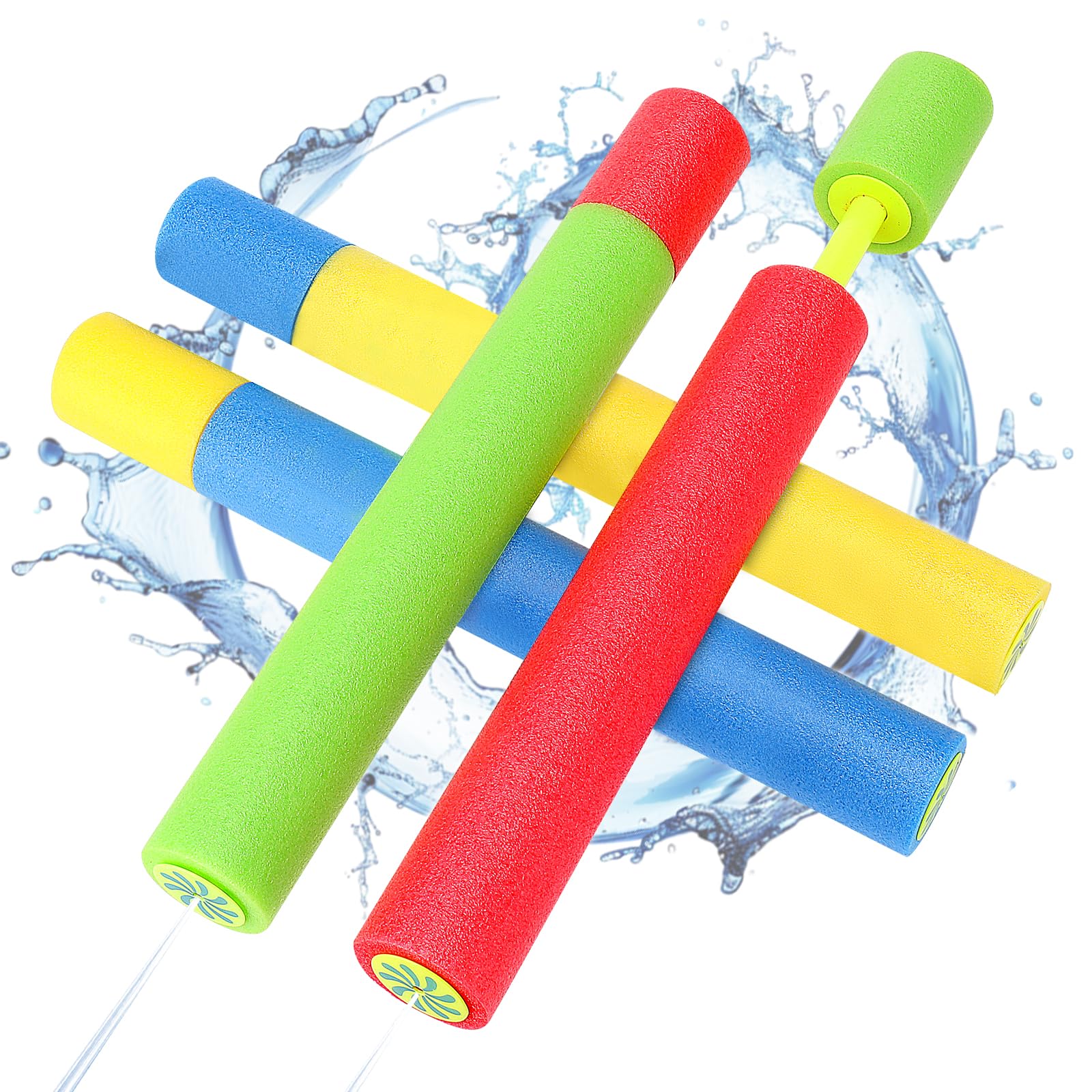 4 Stück Wasserpistole Kinder, 38cm Schaumstoff Wasserpistolen, Spritzpistole Wasser Bunte, Party Strand Pool Strandspielzeug für Jungen und Mädchen