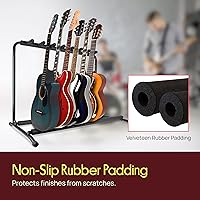 Vista 2 de Pyle - Soporte para varias guitarras con 7 ranuras, soporte de exhibición - Estructura universal diseñada para guitarras eléctricas, acústicas