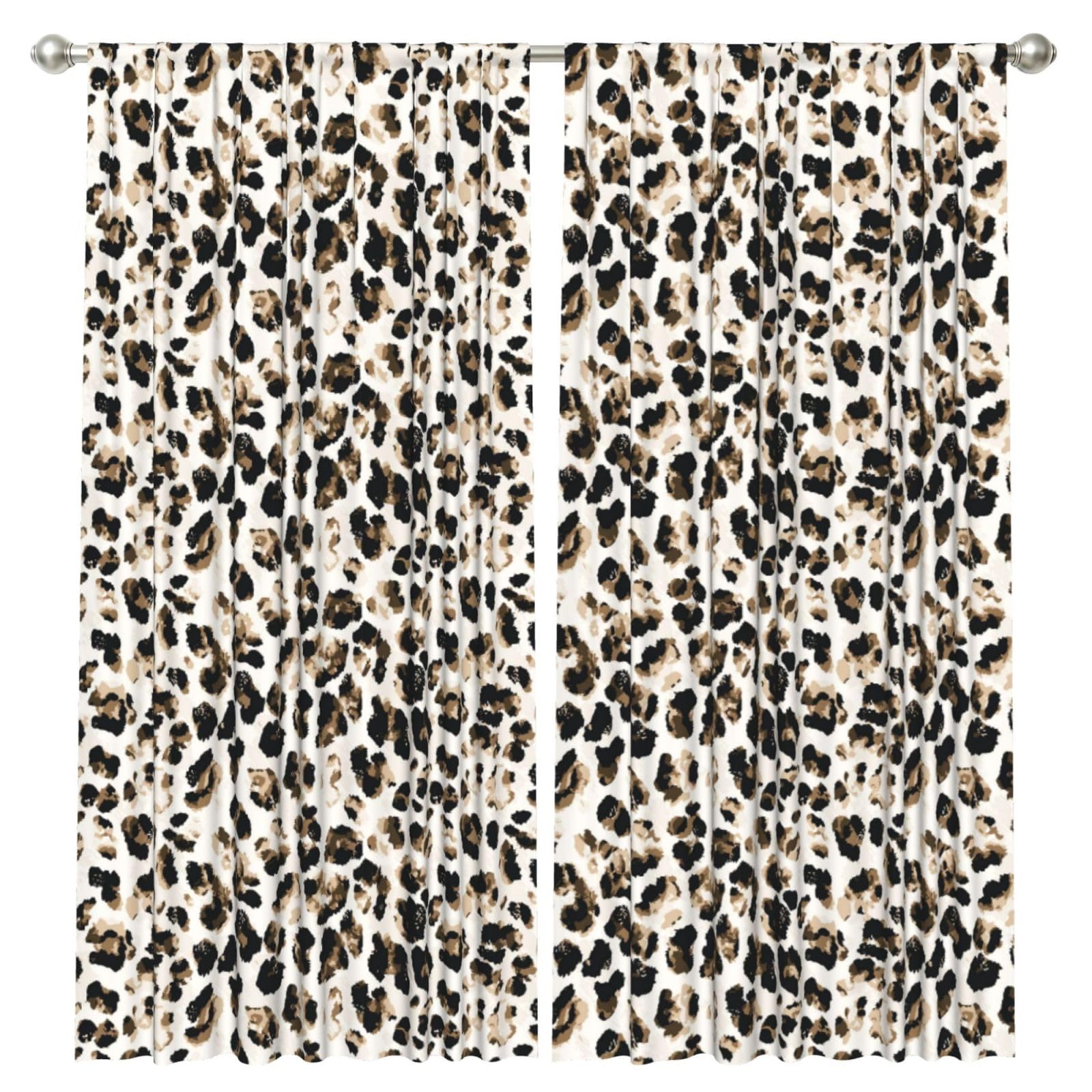 InOmak Leopard Pattern, 2 Panels Window Curtains 52 x 84 Inch Blackout Curtains for Living Room Bedroom