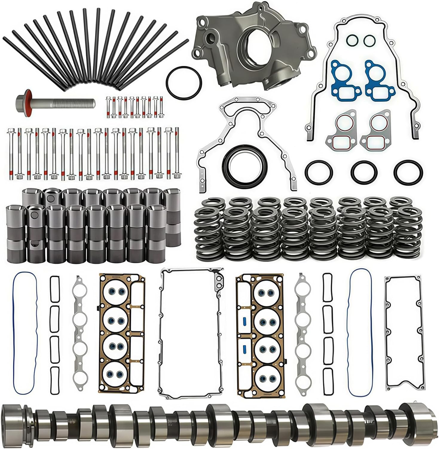 E1840P 5.3L Sloppy Mechanics Stage 2 Camshaft Lifters Kit & Head Gasket Set Oil Pump Fit For GM Chevy LS1 4.8L 5.3L 5.7L 6.0L 6.2L LS +7.400 V8 1999-2007