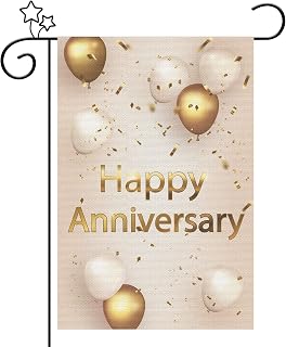 Happy Anniversary Garden Flag - Company Wedding Anniversary Party Lawn Yard Flag, Outdoor Indoor Decor - Double Sided
